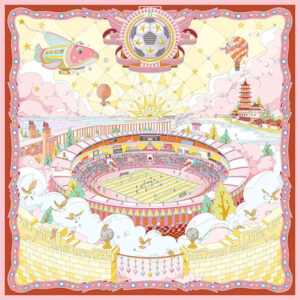 “星穹绿茵”橙色素绉缎70方巾（ Sky Dome Green Grass Orange Color Crepe Silk 70-inch Towel）