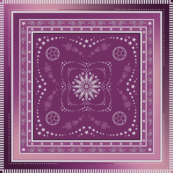 “星穹绿茵”紫色斜纹绸窄长条丝巾（ Star Sky Green Grass Purple Striped Silk Narrow Strip Scarf）